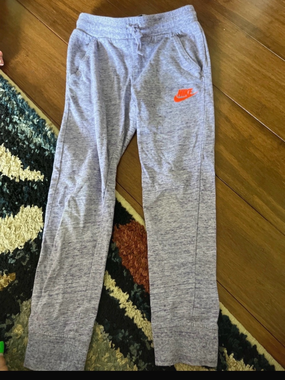 Nike Kids Heather Gray Joggers with Orange Swoosh